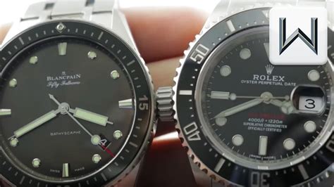 blancpain fifty fathoms vs rolex deepsea|blancpain rolex 50 fathoms review.